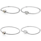 Оригинальный двухцветный браслет-змея MOMEMTS с хрустальным сердцем и змеей, подходящее для модели 925, серебро пробы, очаровательные ювелирные изделия