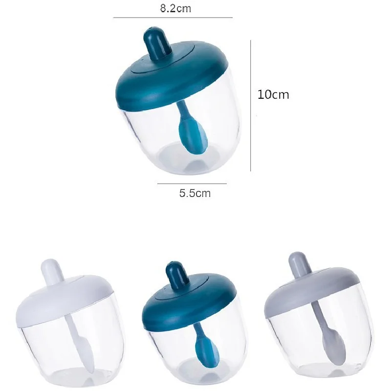 

Transparent Creative Japanese Kitchen Circular Moisture-Proof Dust Spice Jar Seasoning Containers with Spoon