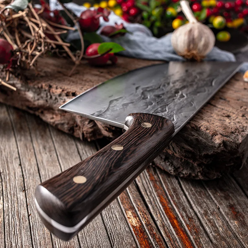 

Chef Butcher Knife Handmade Forged Steel Kitchen Knife Chinese Sharp Butcher Knife Chopping Utility Meat Cleaver Knife
