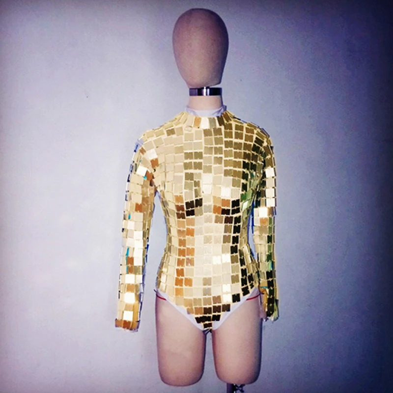 Комбинезон женский с зеркальным покрытием костюм для диджея лидера танцевальный