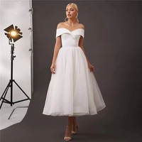 moonlightshadow chic lace up wedding dresses a line sweetheart short sleeves ankle length fluffy bridal gown vestido de novia