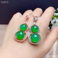 kjjeaxcmy fine jewelry natural green chalcedony 925 sterling silver classic girl new pendant necklace chain support test