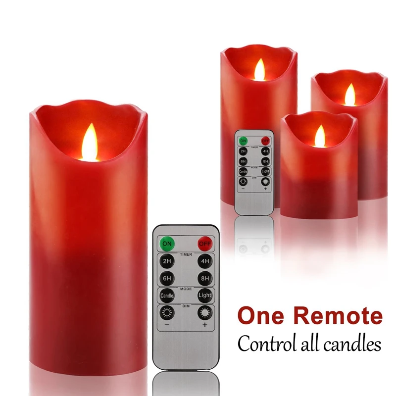 

Flameless LED 4/5/6-Inch Drip-Less Wax Pillar Candles - Real Wax & Real Flickering Candle Motion - with Remote 24-Hour Timer Fun