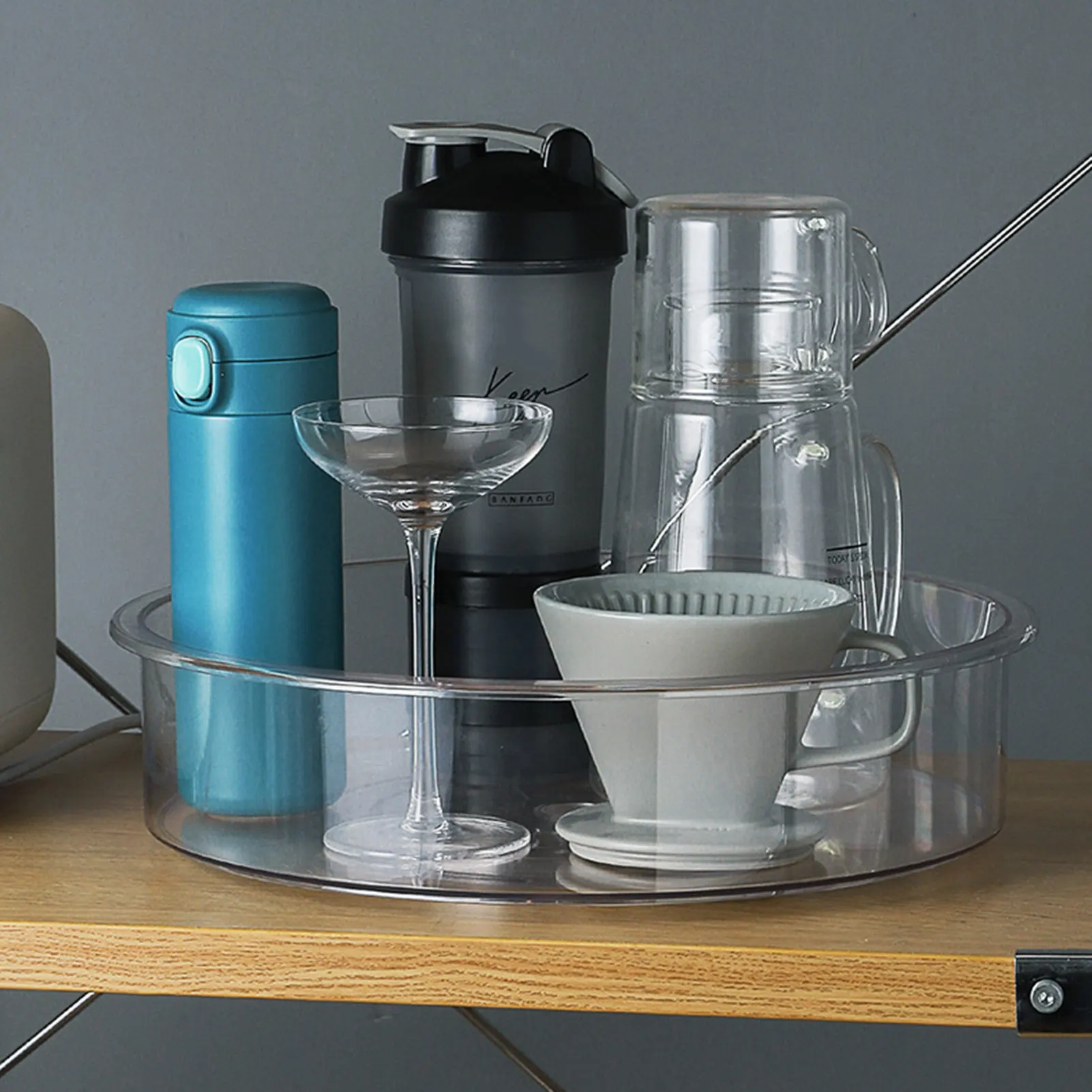 

Transparent rotating seasoning bottle storage box jar shelf fruit tray cosmetic finishing box household kitchen accessories