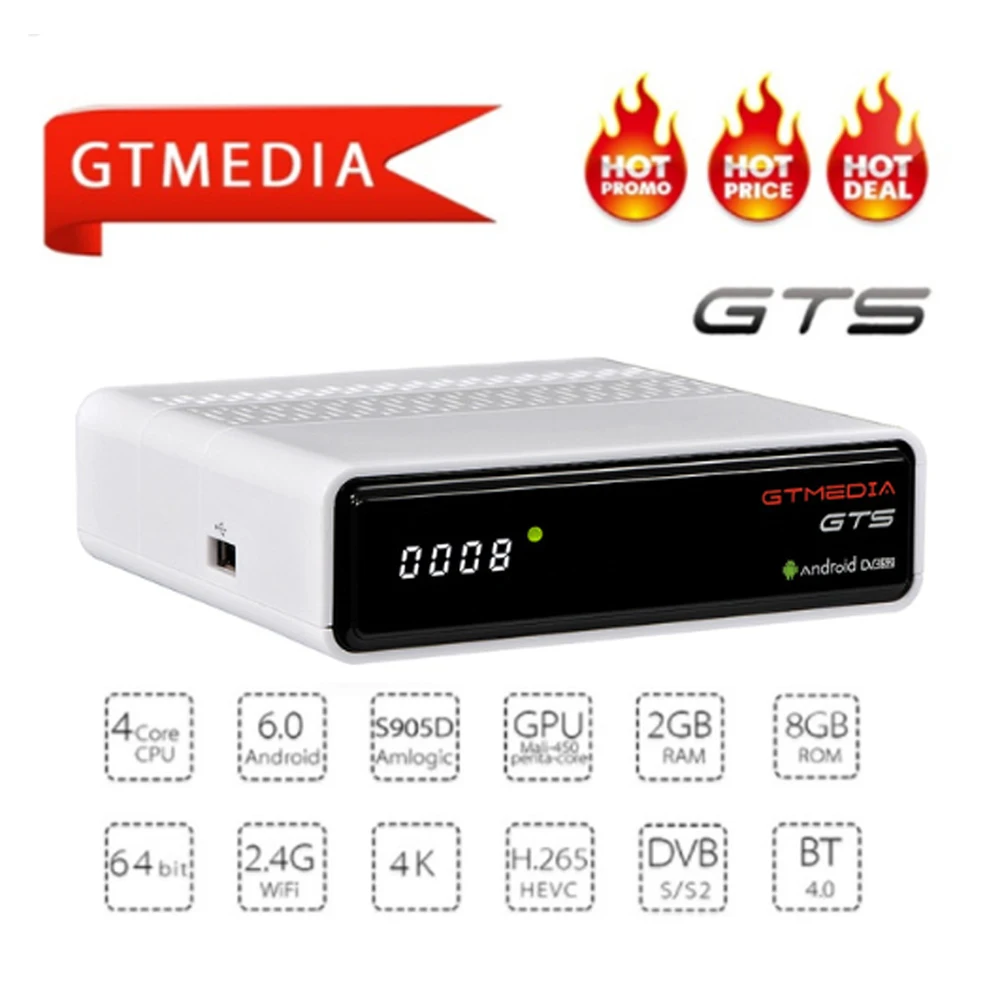 

GTmedia GTS M3U Media Player Android TV Box 4k Ultra HD H.265 Built in WIFI Youtube Set top Box IP Decoder For Spain Europe
