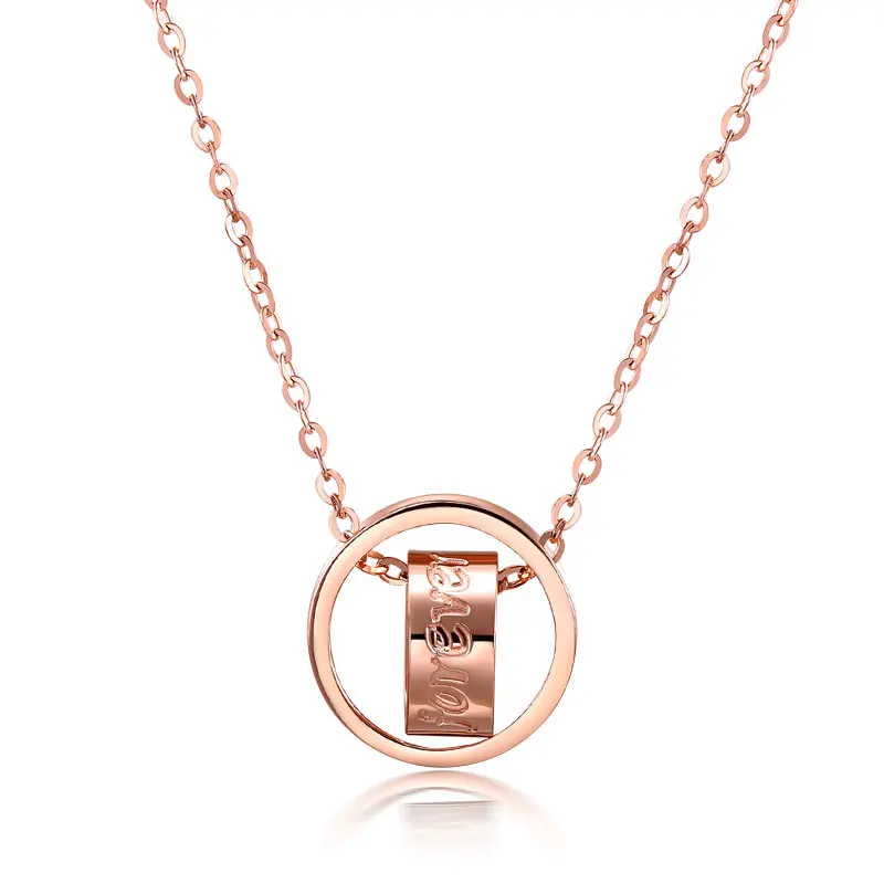 Цепочка с подвеской и надписью Forever элегантное ожерелье из настоящего золота 18