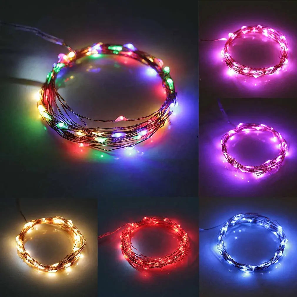 4M 40Led 7 Colors Copper Wire Fairy String Light Waterproof 3 Aa Battery Operated Xmas Wedding Party Festival Decoration | Лампы и