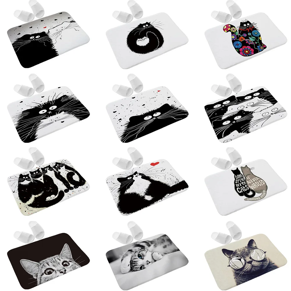 Маленький коврик с мультяшными животными подходит для детей гостей черно белый