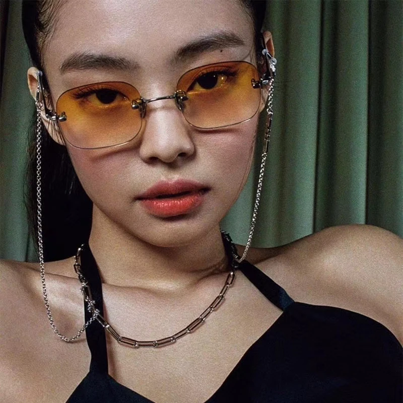

Fashion Trend Rectangle Rimless Sunglasses for Women Square Frameless Sun Glasses Female Colored UV400 Protective Lenses