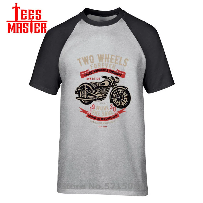 Винтажная крутая мотоциклетная футболка Мужская модная с двумя колесами Forever