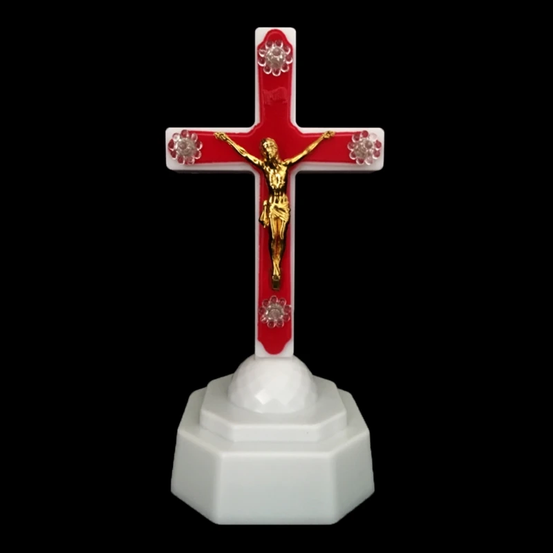 

European Style Boutique LED Light Christ Jesus Lcon Cross Home Church Pray Ornaments Church Souvenirs