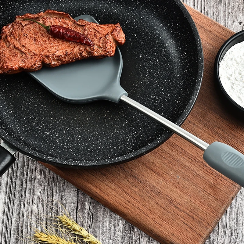 

304Stainless Steel Silicone Turners Gadgets Kitchen Tools Egg Fish Frying Pan Scoop Fried Shovel Spatula Cooking Utensils