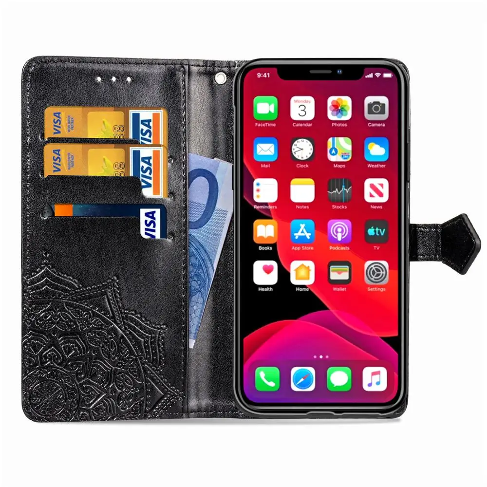 Leather Flip Cover Phone Case For iPhone 11 Pro Max XR X XS 7 8 6 6s Plus 8plus iPhone11 Shockproof Wallet Stand Holder | Мобильные