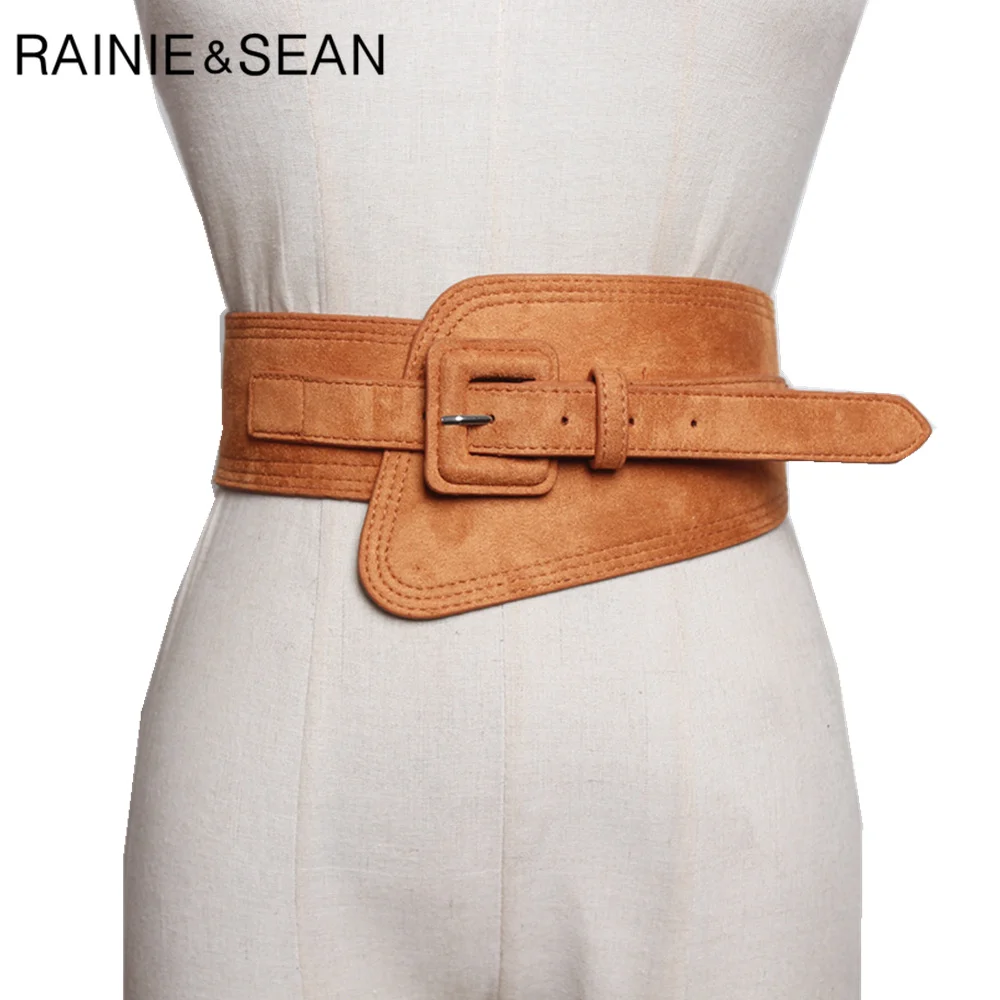 

RAINIE SEAN Yellow Wide Belt Women Cummerbunds Ladies Designer Belt for Dress Vintage 2021 New Arrival Female Waist Belt Corset