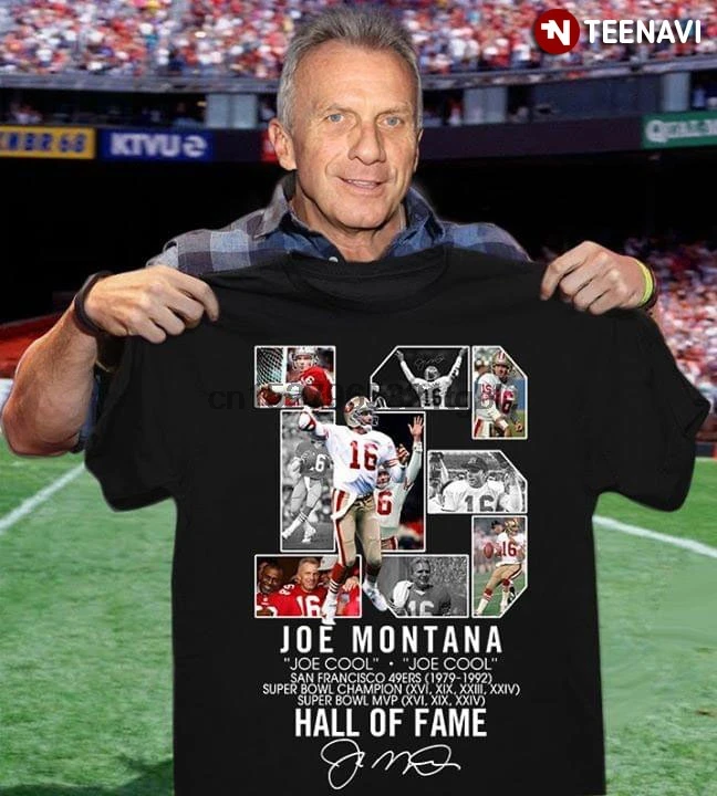 Джо Монтана 16 Cool49Ers футболка с мотивами Зала славы|Мужские футболки| |