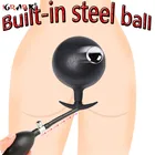 Надувная огромная Анальная пробка со встроенным стальным шариком, Женский Вагинальный Анальный расширитель, расширяемый силиконовый массажер простаты для мужчин, секс-игрушки