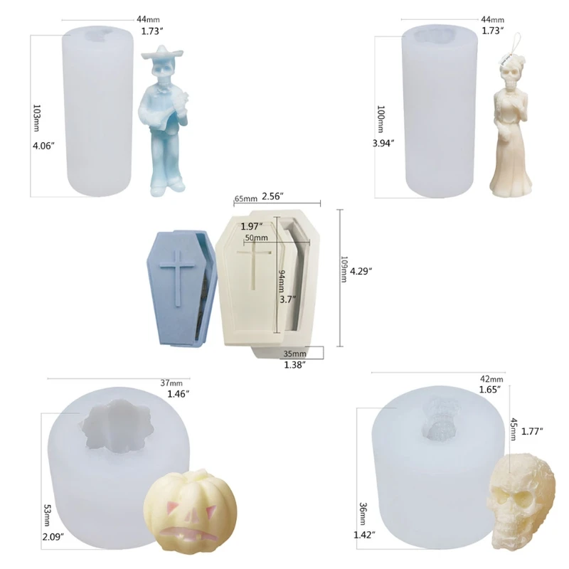

DIY Halloween Ghost Groom/Ghost Bride/Devil Pumpkin/Skull Candle Epoxy Resin Mold Handmade Soap Plaster Silicone Mould