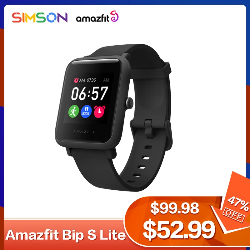 

Смарт-часы Amazfit Bip S Lite Водонепроницаемые (5 атм), 1,28 дюйма