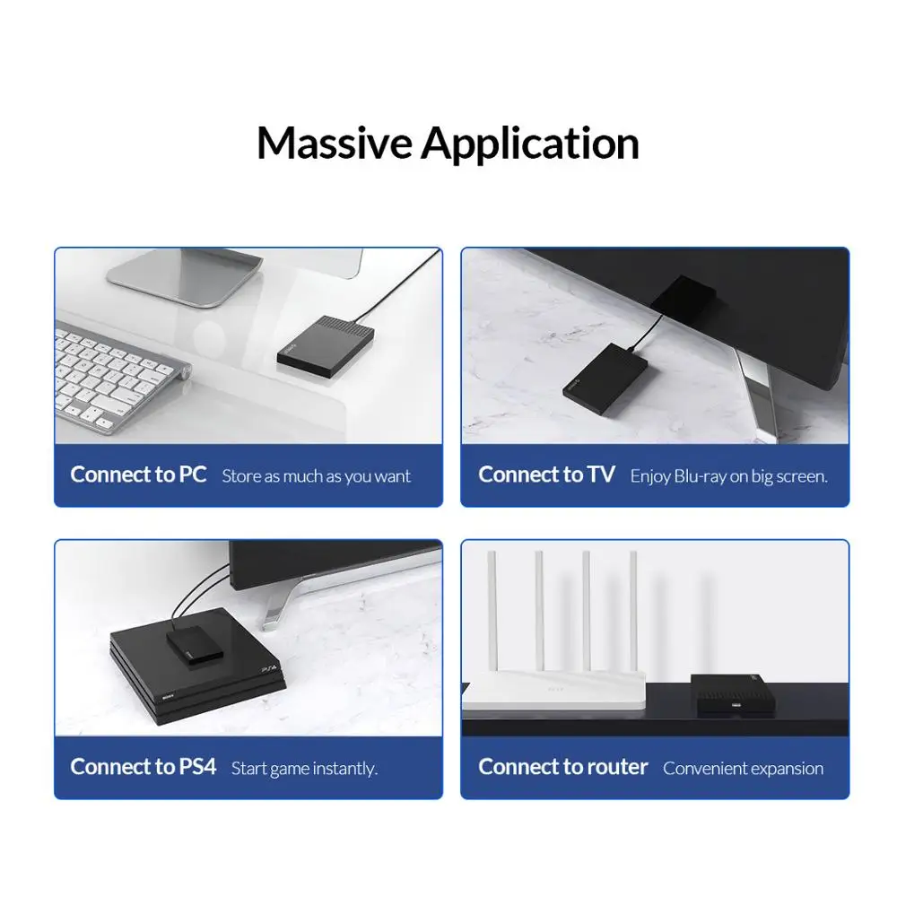 

ORICO Hard Drive Enclosure 2.5" 4TB HDD Case SATA3.0 to USB3.1 Type-C SDD HDD Box HD External HDD Caddy Plastic HDD Enclosure