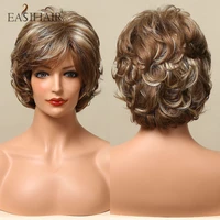 easihair short synthetic wigs for women blonde bob wigs layered natural hair curly wig highlight high temperature fiber cosplay