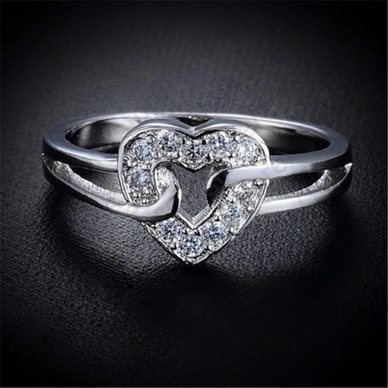 

Романтическое Свадебное обручальное кольцо для настоящего любовника, твердое искусственное серебро, высококачественный кубический цирко...