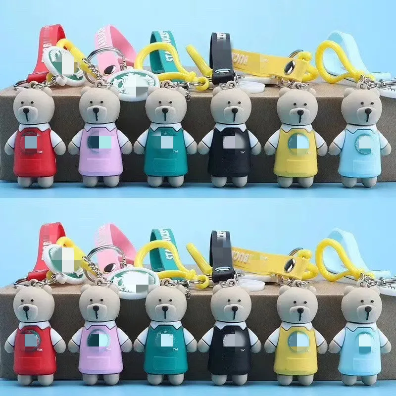 

Starbuck Three-Dimensional Cartoon Keychain Cute Doll Solid Key Pendant Silicone Bear Doll Couple Keychain