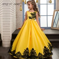 yellow lace wedding flower girl dresses applique sleeveless bow childrens performance party ball gown %d0%bf%d0%bb%d0%b0%d1%82%d1%8c%d0%b5 %d0%b4%d0%bb%d1%8f %d0%b4%d0%b5%d0%b2%d0%be%d1%87%d0%ba%d0%b8