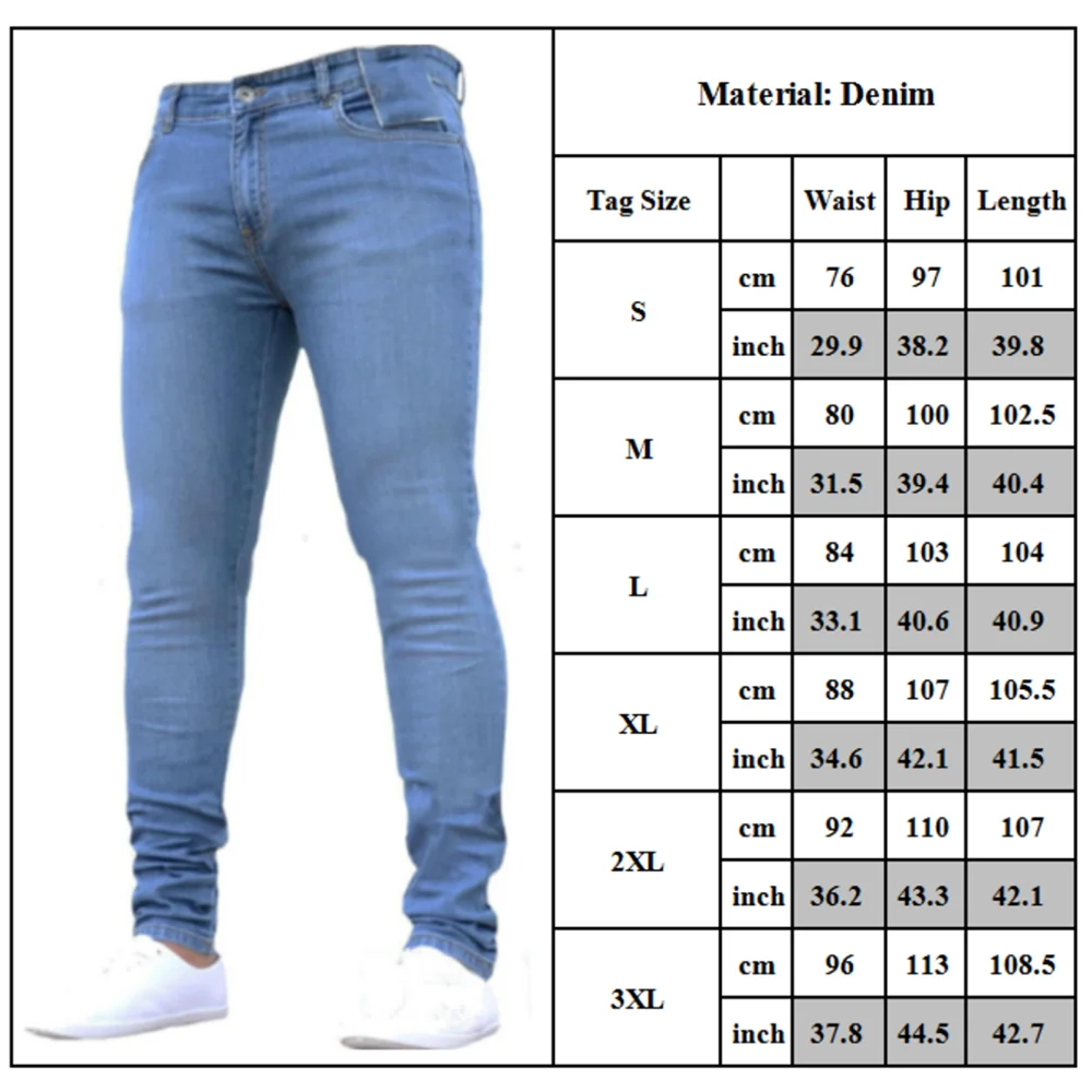 

Mens Pants High Waist Zipper Stretch Jeans Casual Slim Trousers Male Plus Size Pencil Pants Denim Skinny Jeans for Men
