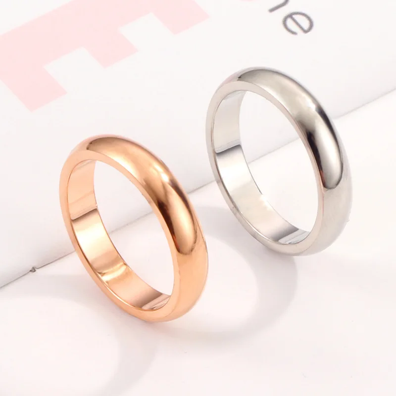 MAE Classical INS Rings Silver Rose Gold 4mm Round Titanium Stainless Steel For Women Men Simple Style Fashion Jewelry | Украшения и