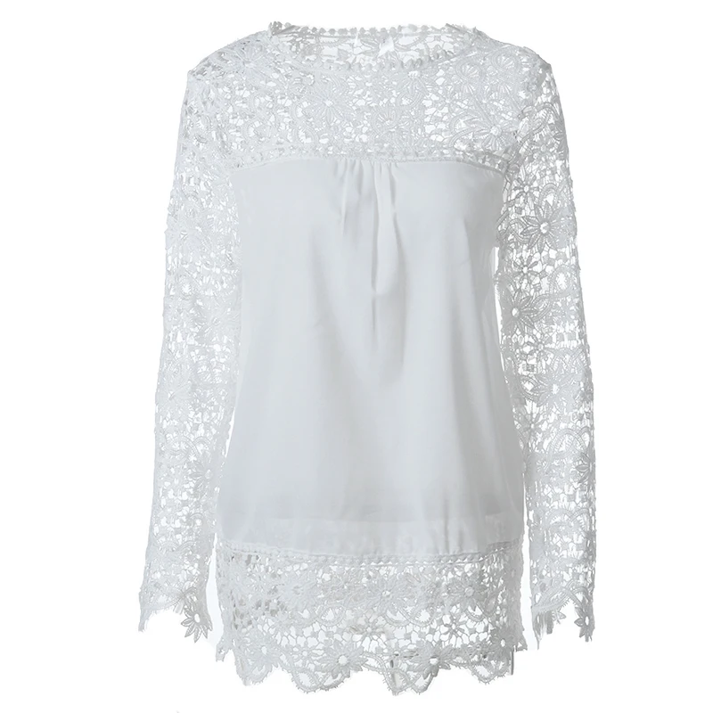 AVODOVAMA M Модные женские кружевные шифоновые рубашки с цветочным узором и длинным