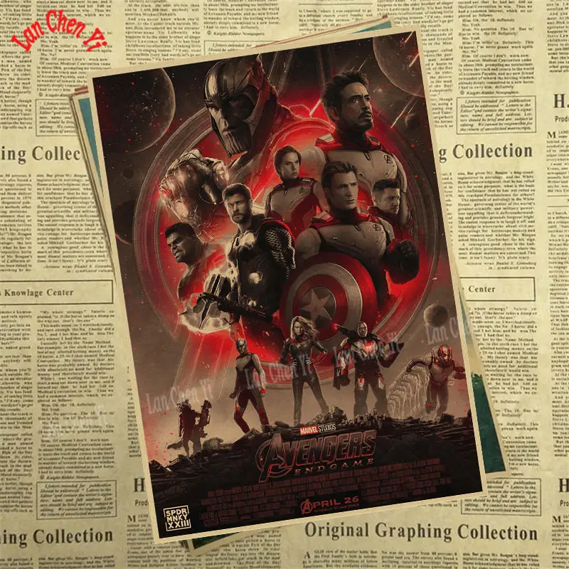 Шоколад Marvel Фильм Мстители: эндшпиль крафт-бумага плакат художественный напечатанный номер живопись наклейки на стену - Цвет: Шоколад