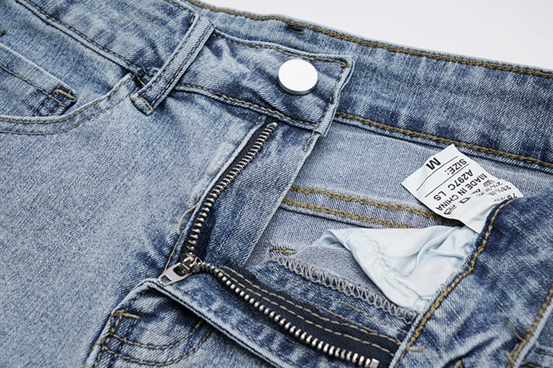 

[EAM] Women Blue Leisure Hollow Out Wide Leg Shorts New High Waist Loose Fit Trousers Fashion Tide Spring Summer 2021 1DD5455