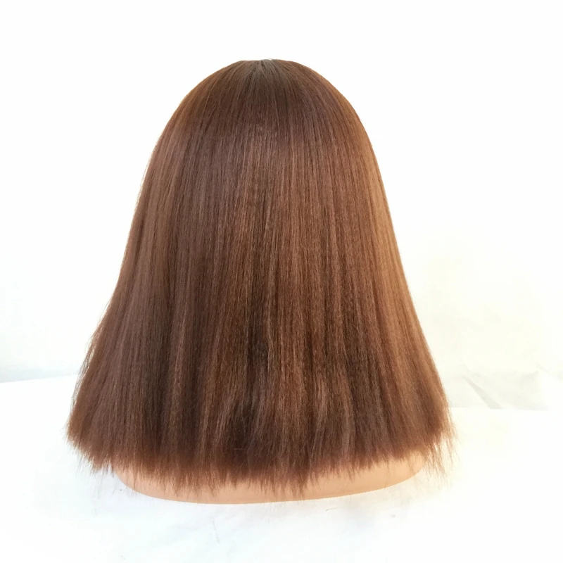 14 дюймов парик яки из черного синтетического кружева короткий безклеевой