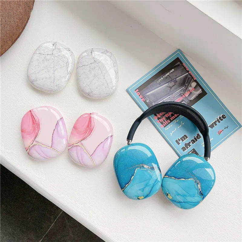 

For Apple Airpods Max Fashion Marble Pattern Wireless Headset Case Shockproof Earphone Protective Cover