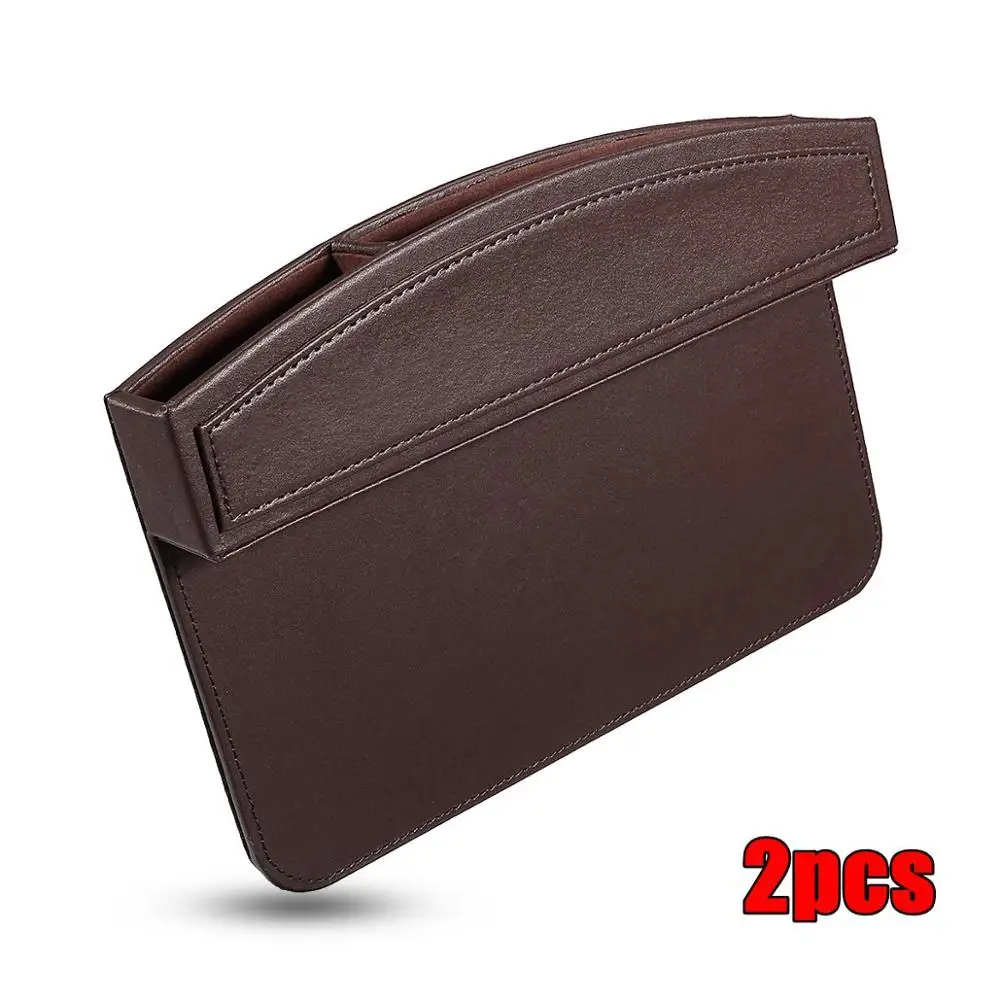 2pcs Mocha 1 шт., 2 шт., коробка для хранения автомобильных сидений из искусственной кожи с щелевой зазором, карманный органайзер, держатель для телефона, автомобильный боковой зазор, универсальный карман - Название цвета: 2pcs Mocha