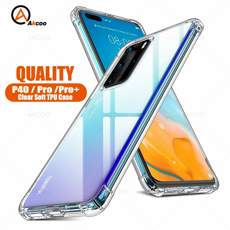 

Akcoo P40 Pro TPU Case with Rotate Sound Dust-Proof Design Soft Clear Case for Huawei P40 Pro Heavy Duty Protection Cover