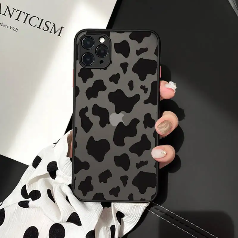 

Cow Milk Black White Phone Cases matte transparent For iphone 7 8 11 12 plus mini x xs xr pro max cover