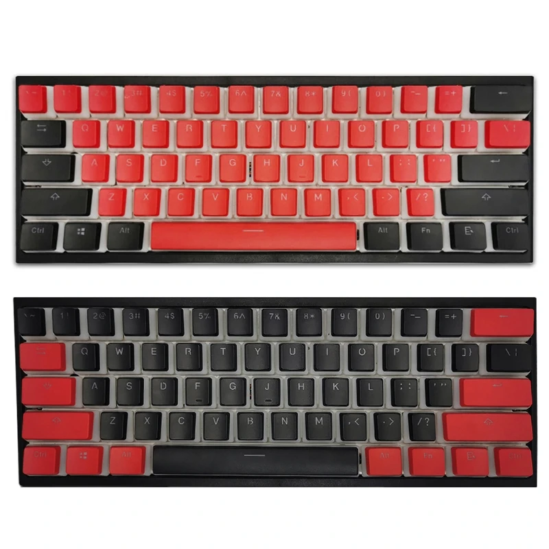 

1Set PBT Mechanical Keyboard Keycap Set Two-color Pudding Backlight Keycaps with Key Puller OEM Profile Black and Red