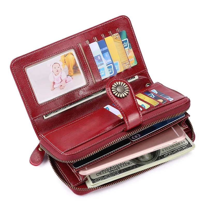 

LESENUO Women Clutch Wallet Female Long Wallet Genuine Leather Top Quality Fashion Business Money Bag Wallets for Women