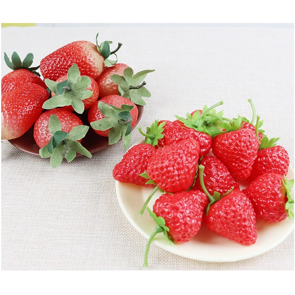 

10pcs Artificial Fruit Fake Strawberry Plastic Simulation Strawberry Ornament Craft Photography Props Christmas Home Decor