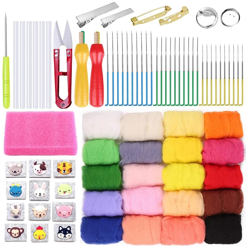 

LMDZ 78PCS Wool Needle Felting Kit Felting Wool Fibre Felt Fabric Felt Craft Toys Felting Wool Handmade Felting Craft