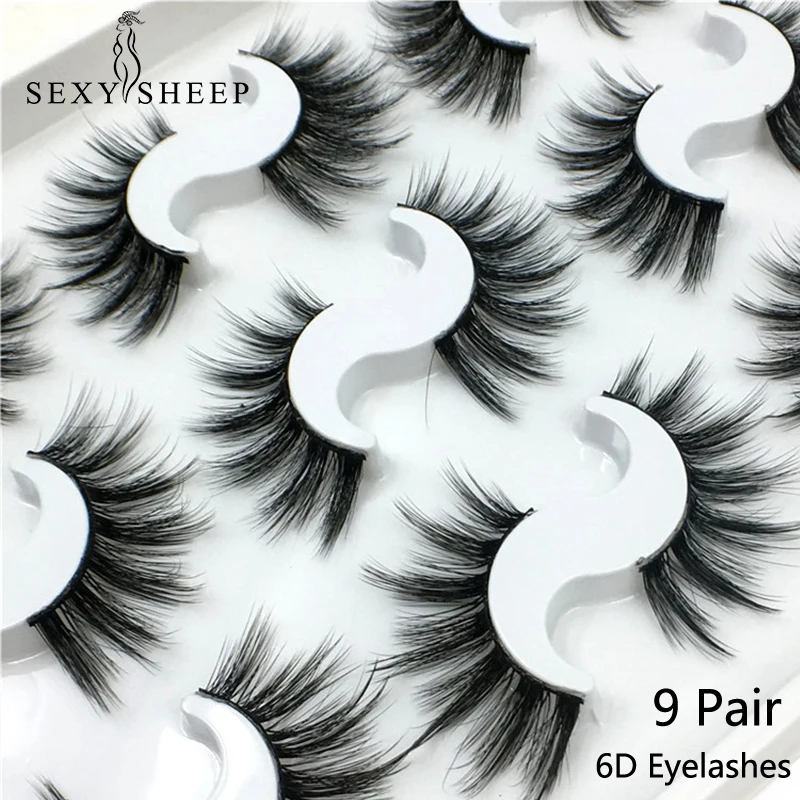SEXYSHEEP 9 пар 6D норковые ресницы натуральные накладные драматический объем