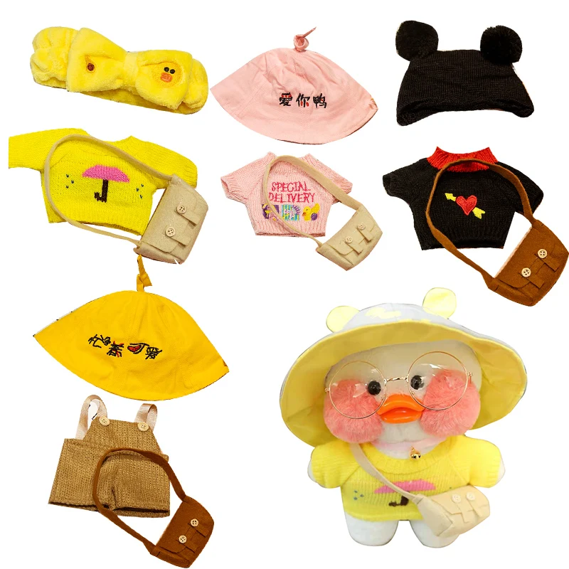 

Kawaii Clothing Accessories for Lalafanfan Yellow Duck Dog Pig Rabbit Plush Animal Doll Skirt Sweater Hair Band Kids Girls Gift