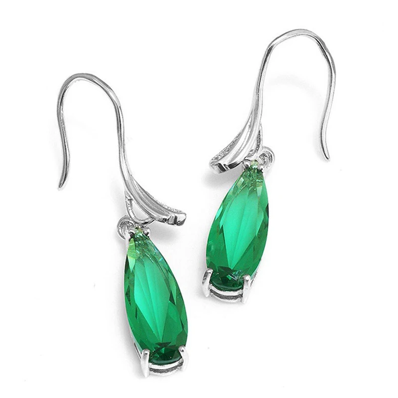

Female Green Crystal Earrings Waterdrop Eardrop For Women Girls Jewelry Dangle Stud Accessories Wedding Gift