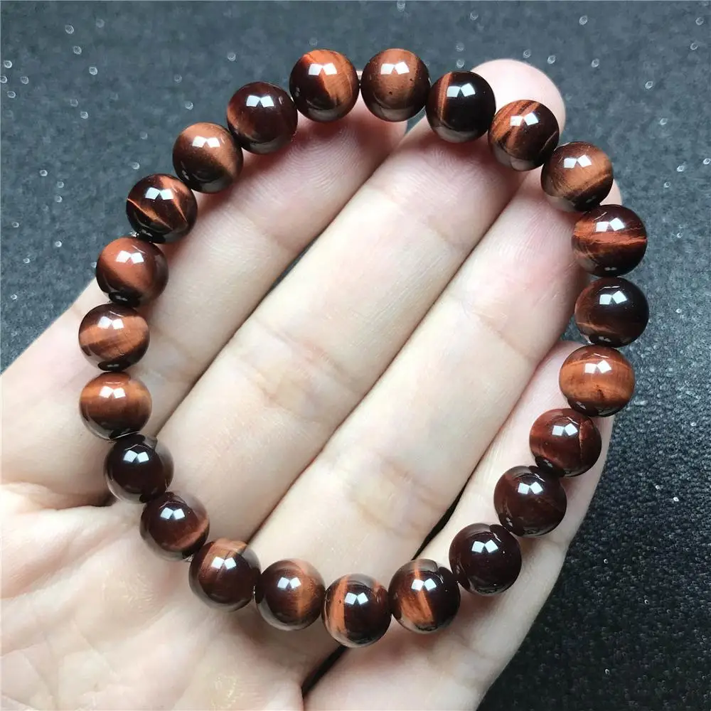 

8mm Natural Red Tiger's Eye Bracelet For Woman Man Brazil Round Beads Crystal Gemstone Stretch Bracelet Fashion Jewelry AAAAA