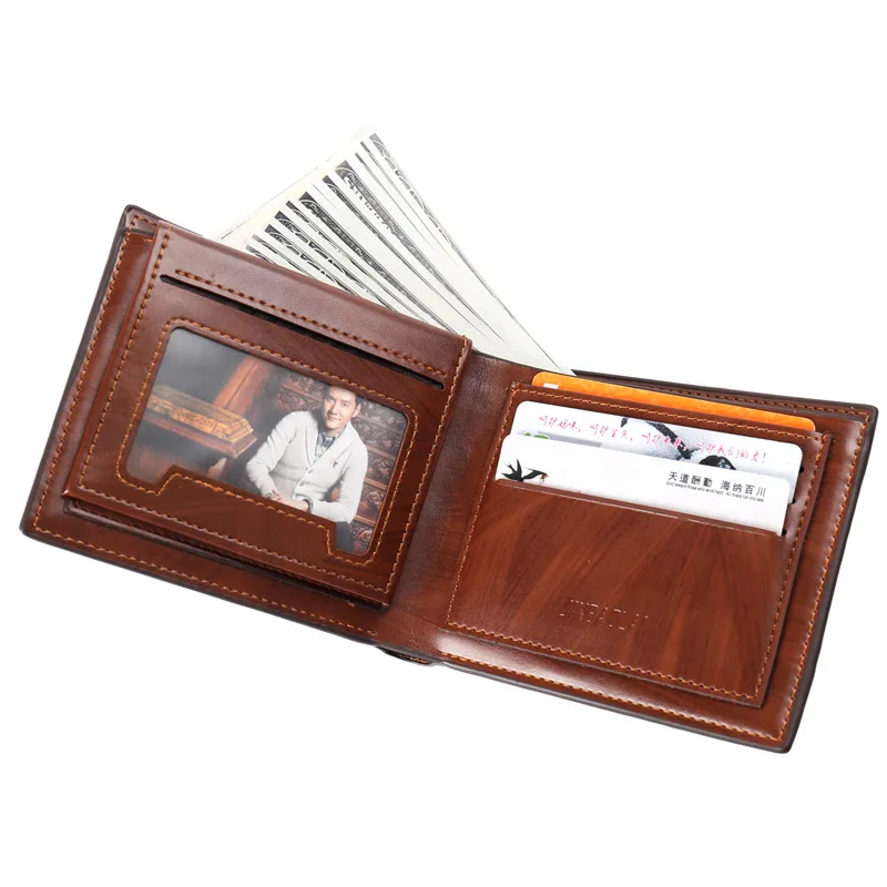 Мужские кошельки Короткие винтажные мужские держатель для карт искусственная
