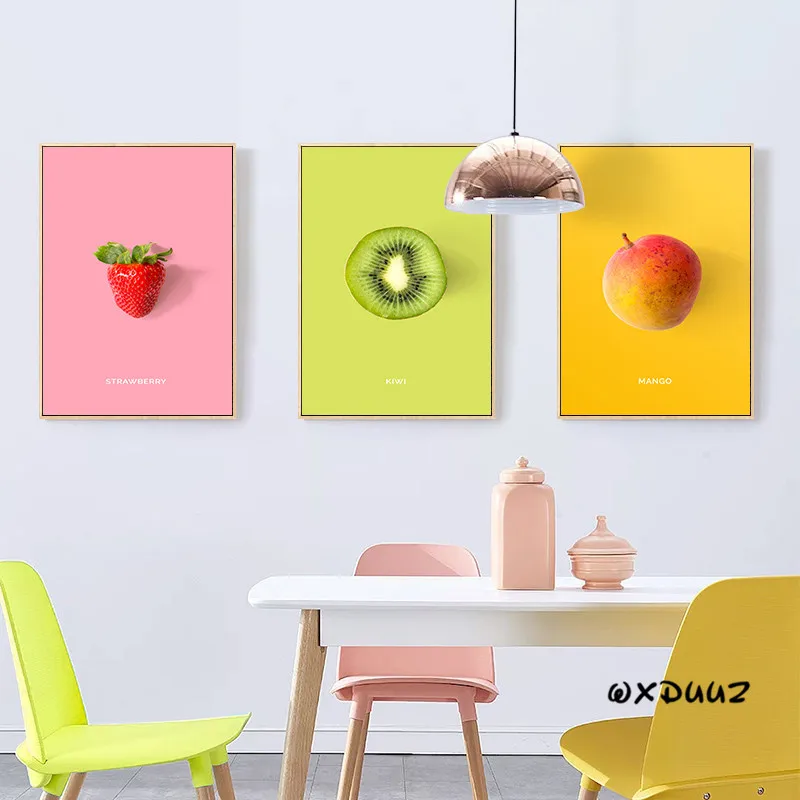 

Nordic minimalist cartoon fruit art decoration painting dining room living room children's room wall stickers HD canvas poster