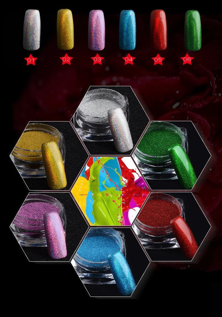 Роскошный лазерный Радужный Блеск для ногтей Блестящий Порошок хромированный