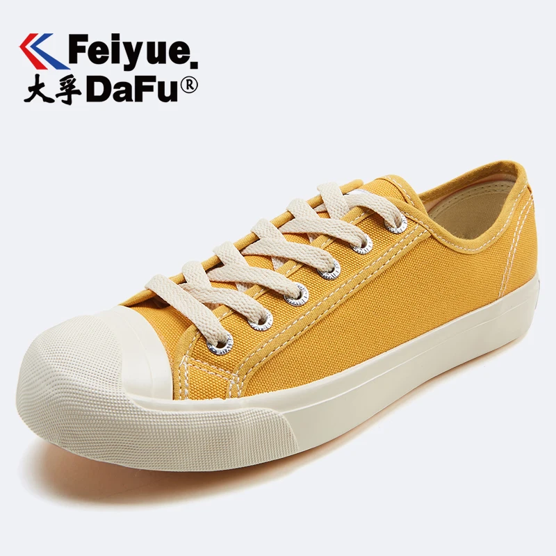 Feiyue/обувь; женская парусиновая обувь; коллекция 2063 года; обувь на плоской подошве в стиле ретро; эластичная стелька; Повседневная обувь; сезон осень; Новинка года; стильная желтая обувь на плоской подошве