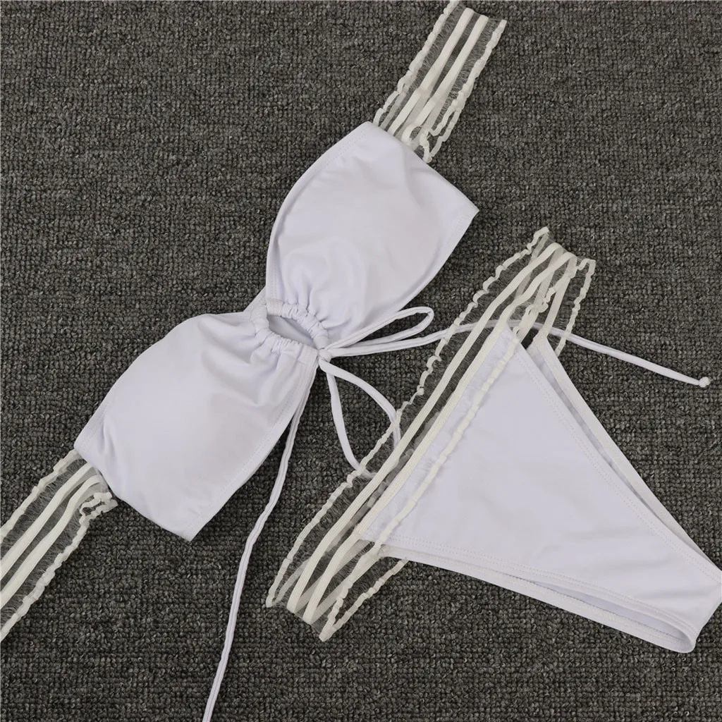 Женский комплект бикини в африканском стиле на шнуровке бандаж пуш ап